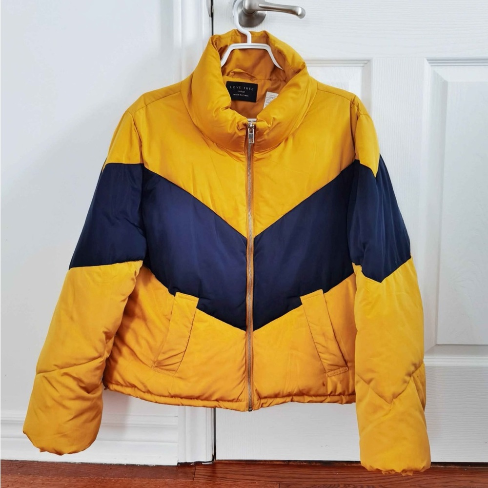 Yellow and Navy Puffer Jacket